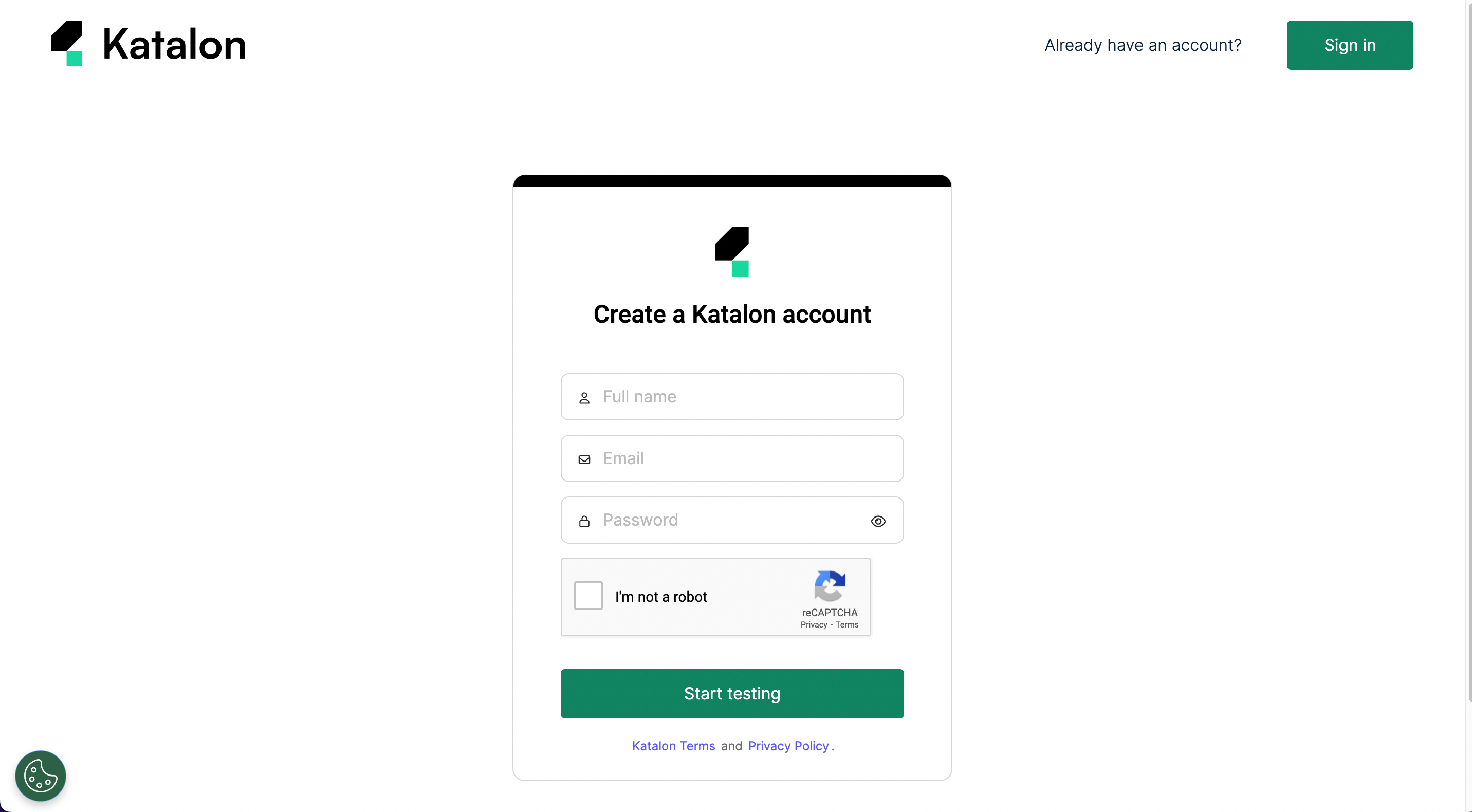 create a katalon account